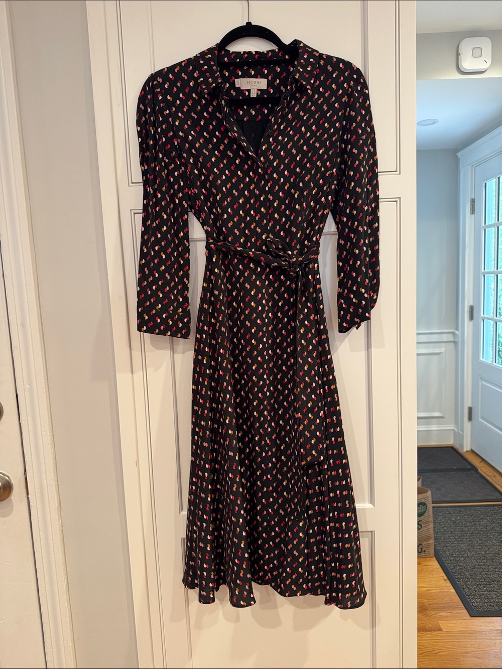 Black Printed Wrap Midi Dress - Charming Pattern
